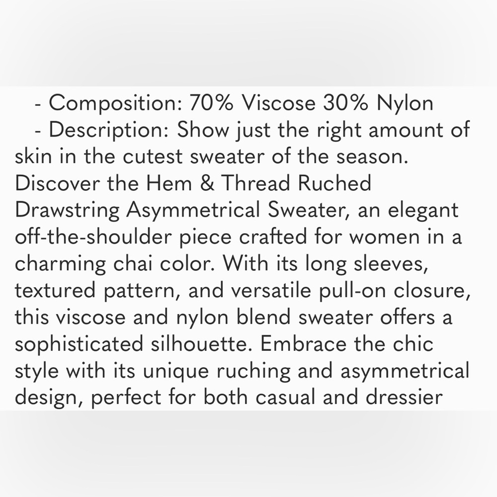 Hem & Thread Ruched Drawstring Asymetrical Sweater - Picture 8 of 10